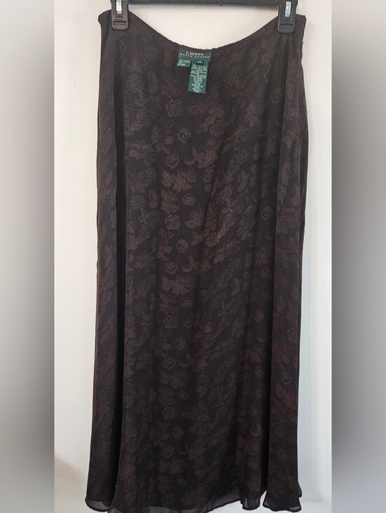 Lauren Ralph Lauren Dresses & Skirts - Lauren Ralph Lauren  Maxi Skirt with Brown Floral Jacquard, Boho, 100 % Silk,Y2K